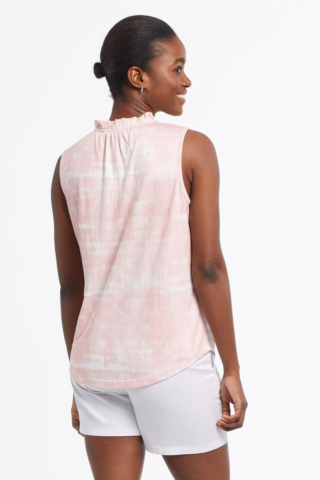 Sleveless Top With Frill Neckline