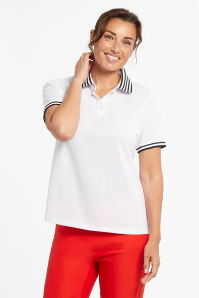 Polo Tee With Stripe Trim