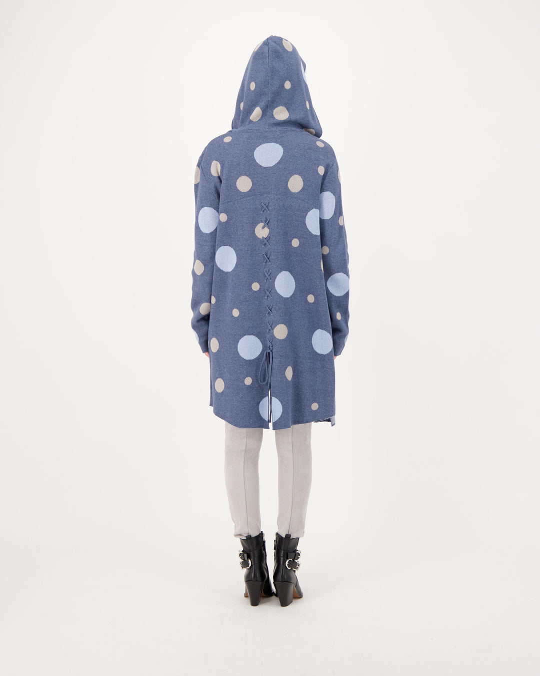 Dotted Hoodie With Lace-Up Back Design