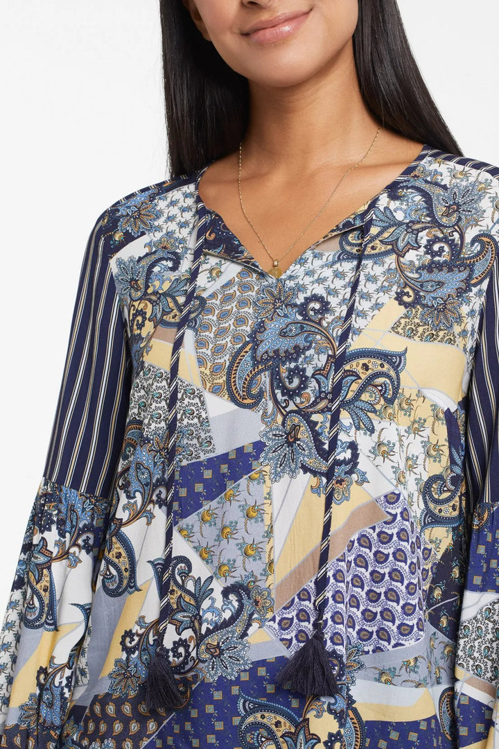 Plus Tassled Print Peasant Blouse