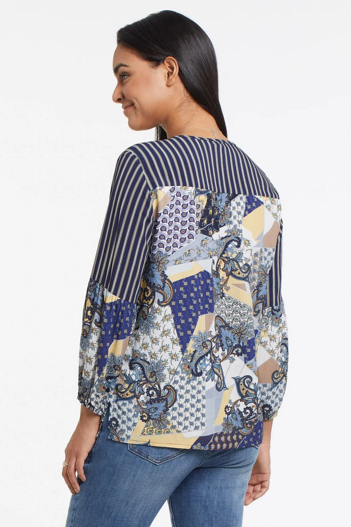 Plus Tassled Print Peasant Blouse