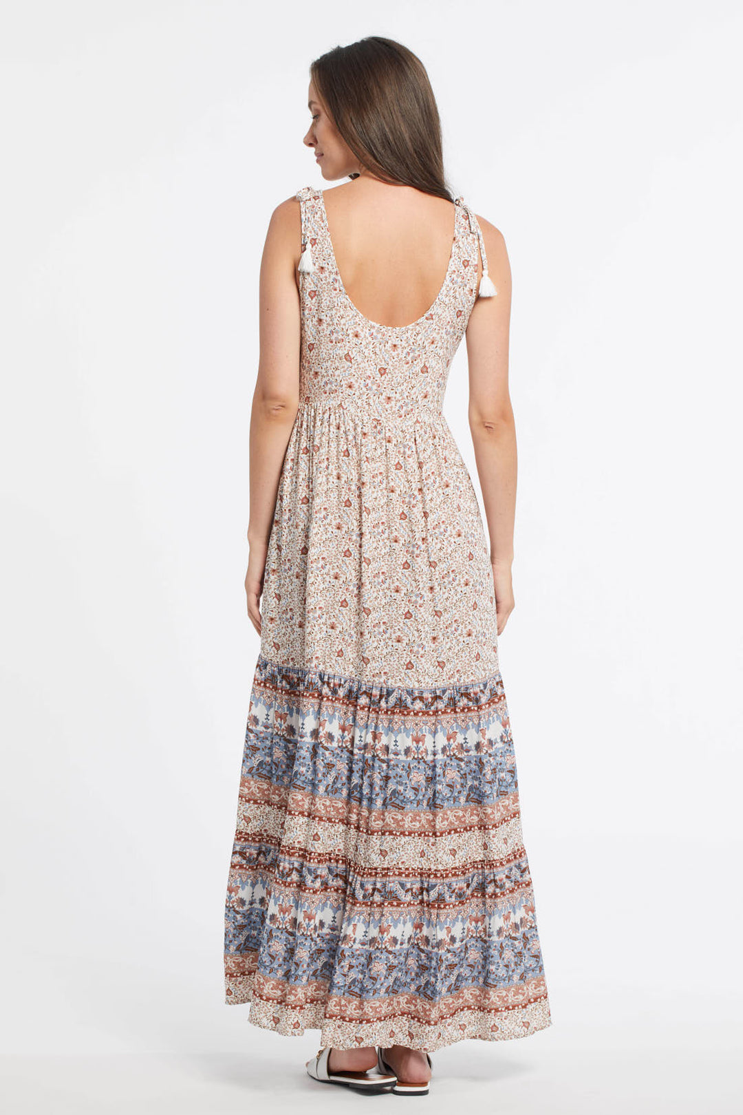 Sleevless Border Print Maxi Dress