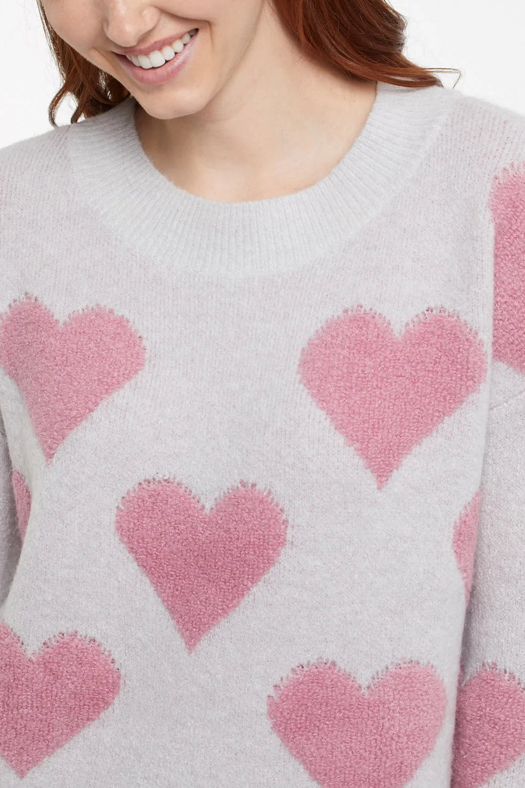 Boucle Heart Soft Yarn Sweater