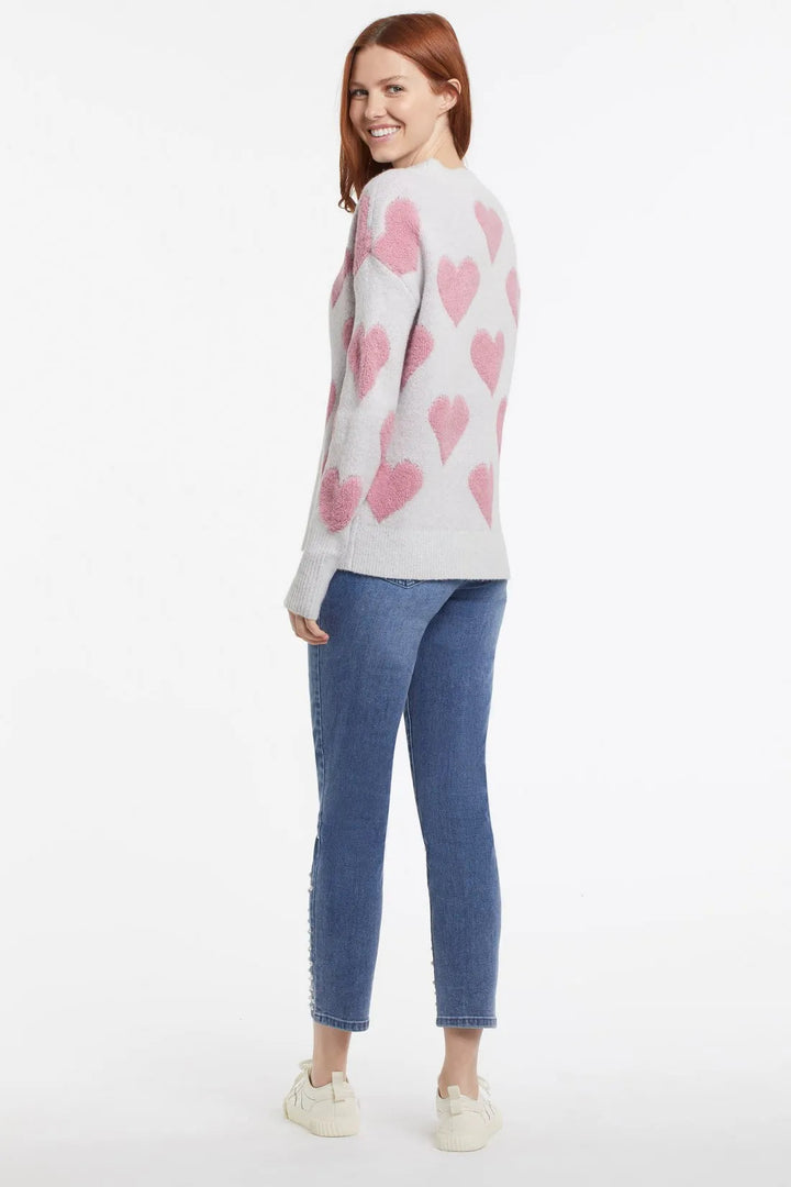 Boucle Heart Soft Yarn Sweater