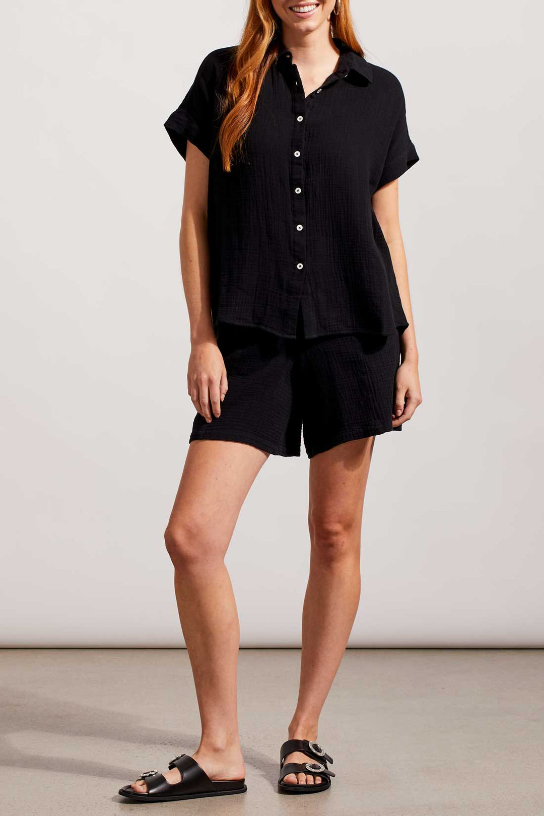 Drop Shldr Crinkle Gauze Shirt