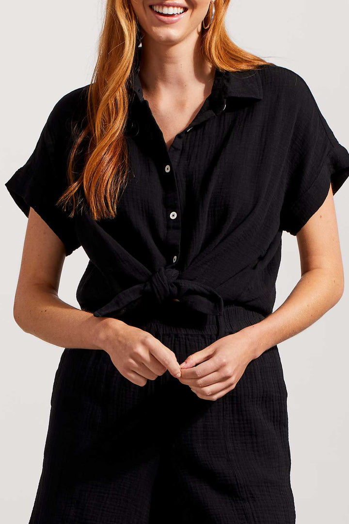 Drop Shldr Crinkle Gauze Shirt