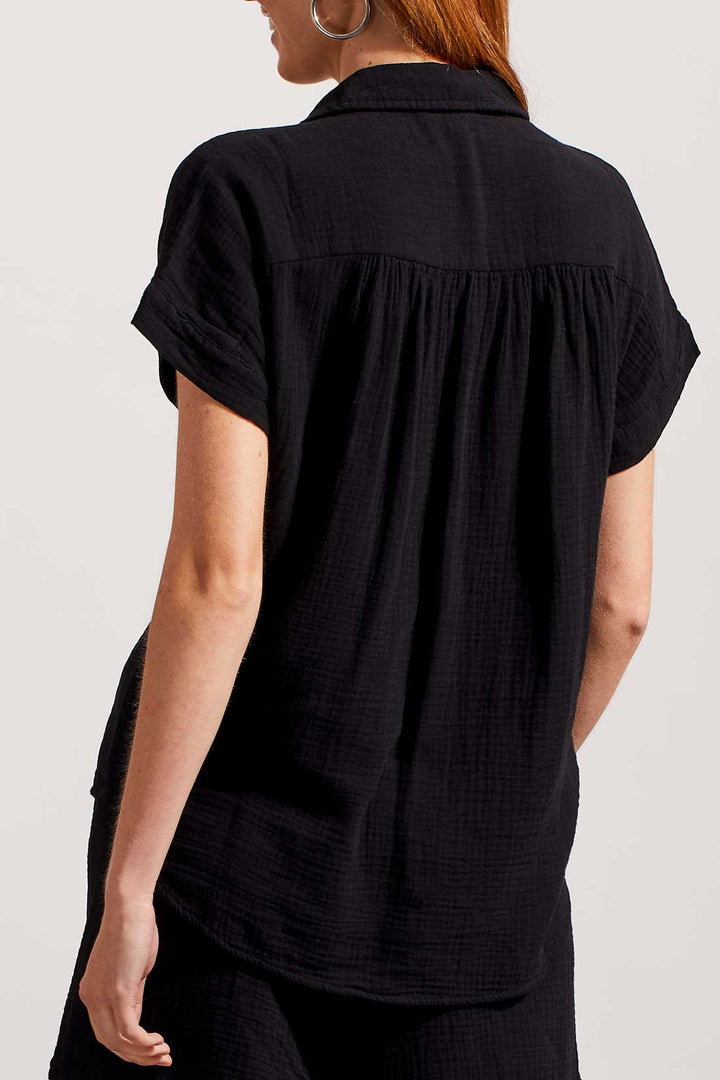 Drop Shldr Crinkle Gauze Shirt