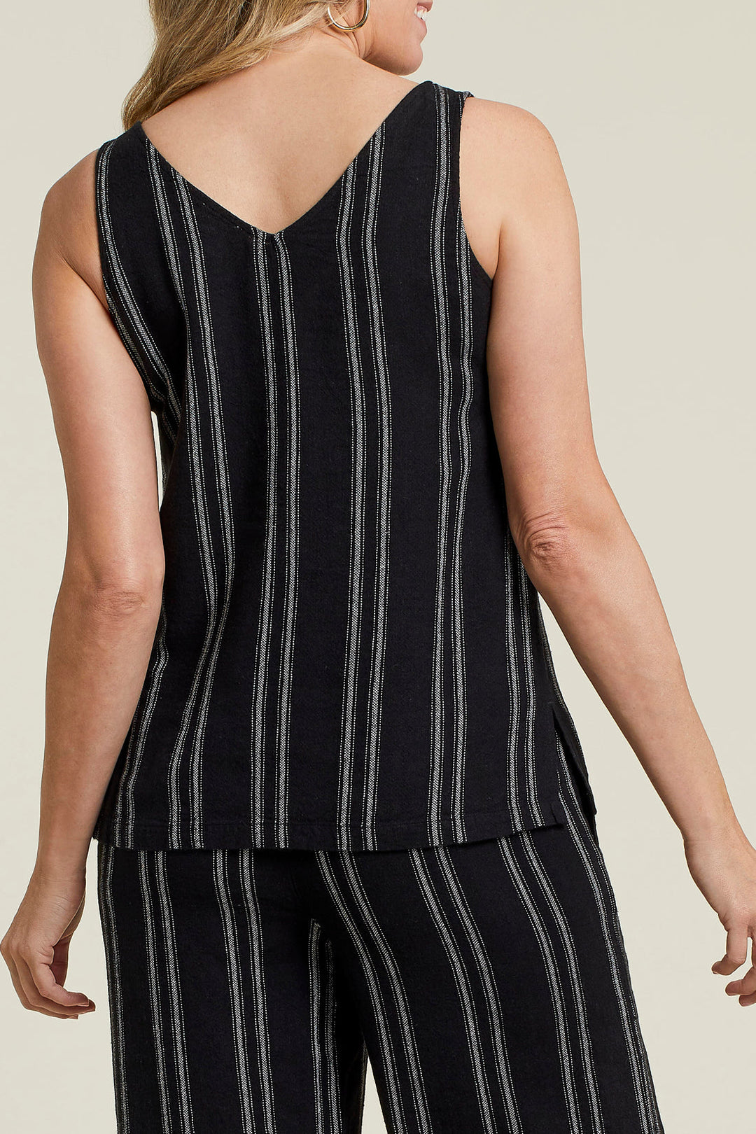 Stripe Button-Down Side-Slit Tanktop