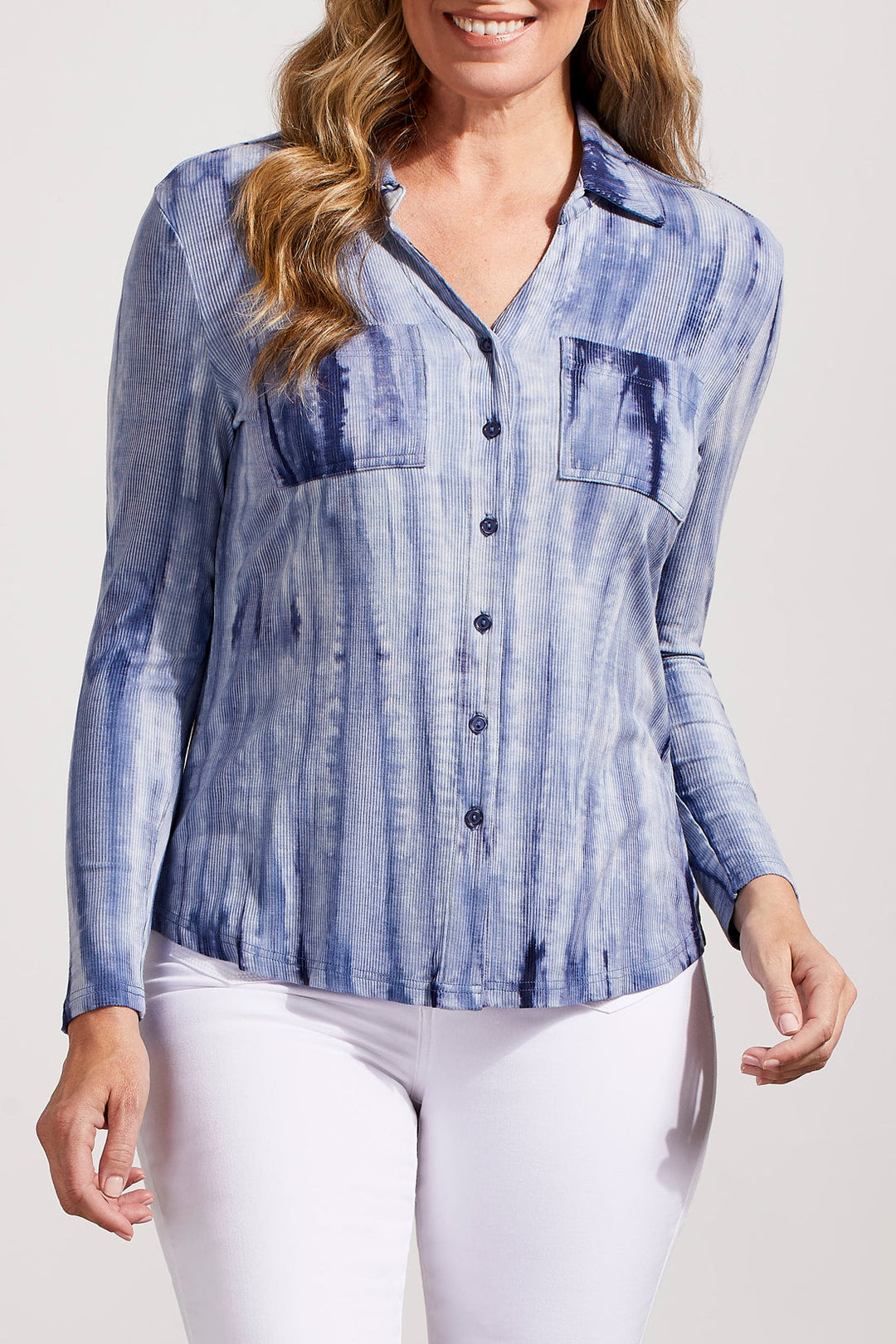 Long Sleeve Button-Front Top