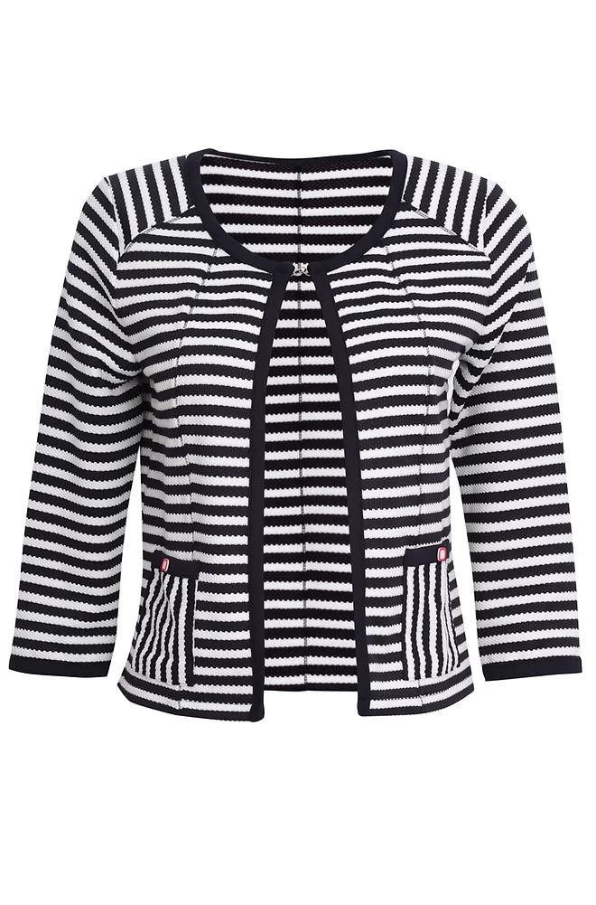 Stripe Open Jacket With Neck Closure