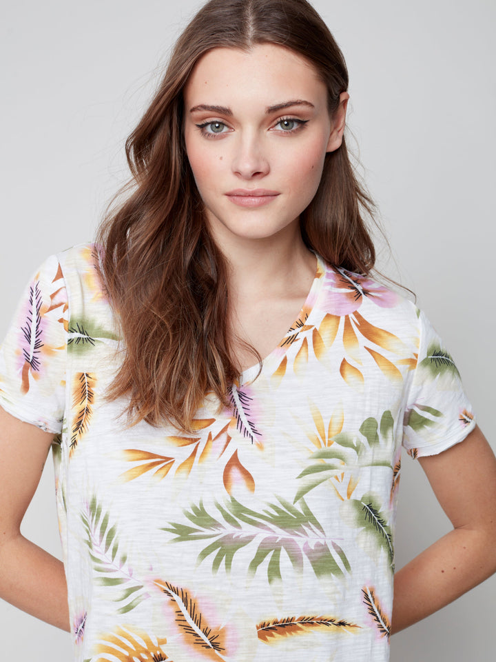 Floral Print V-Neck T-Shirt