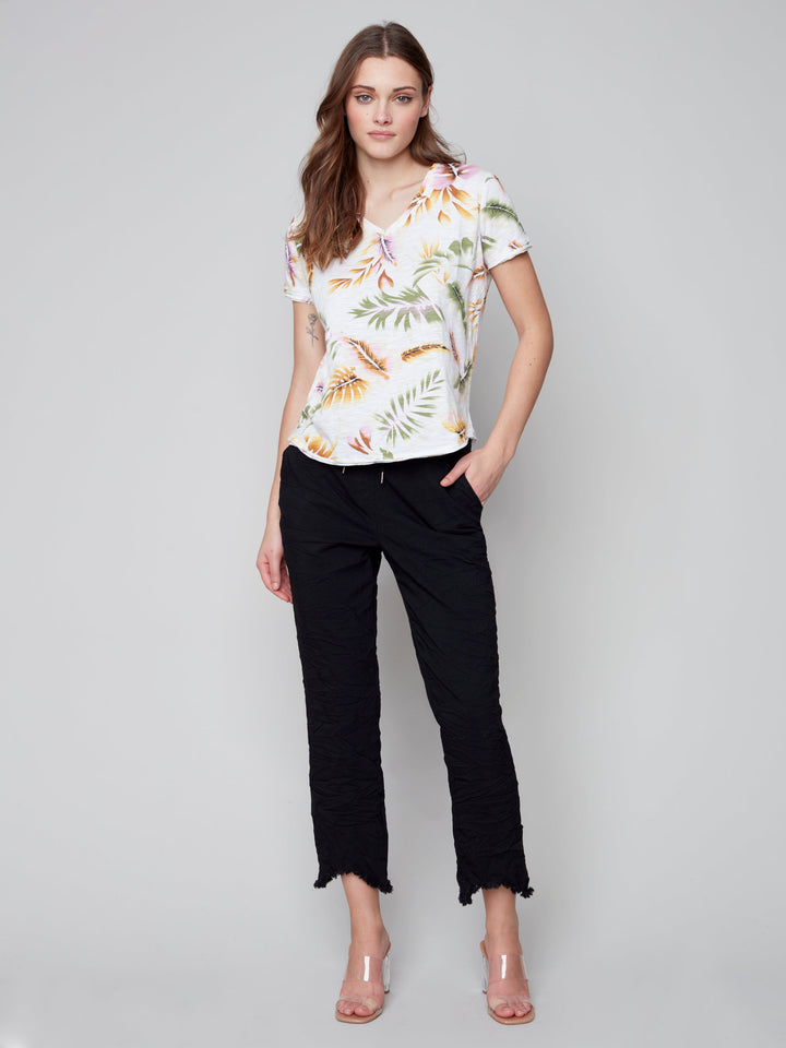 Floral Print V-Neck T-Shirt