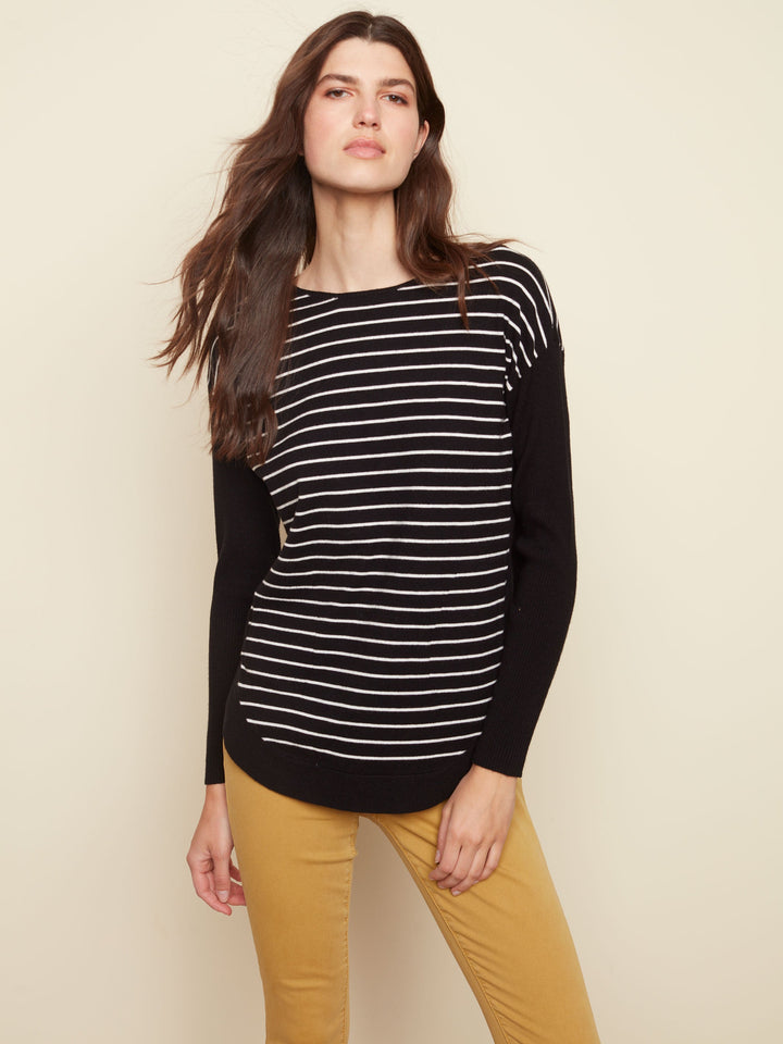 Stripe Rounded Bottom Sweater
