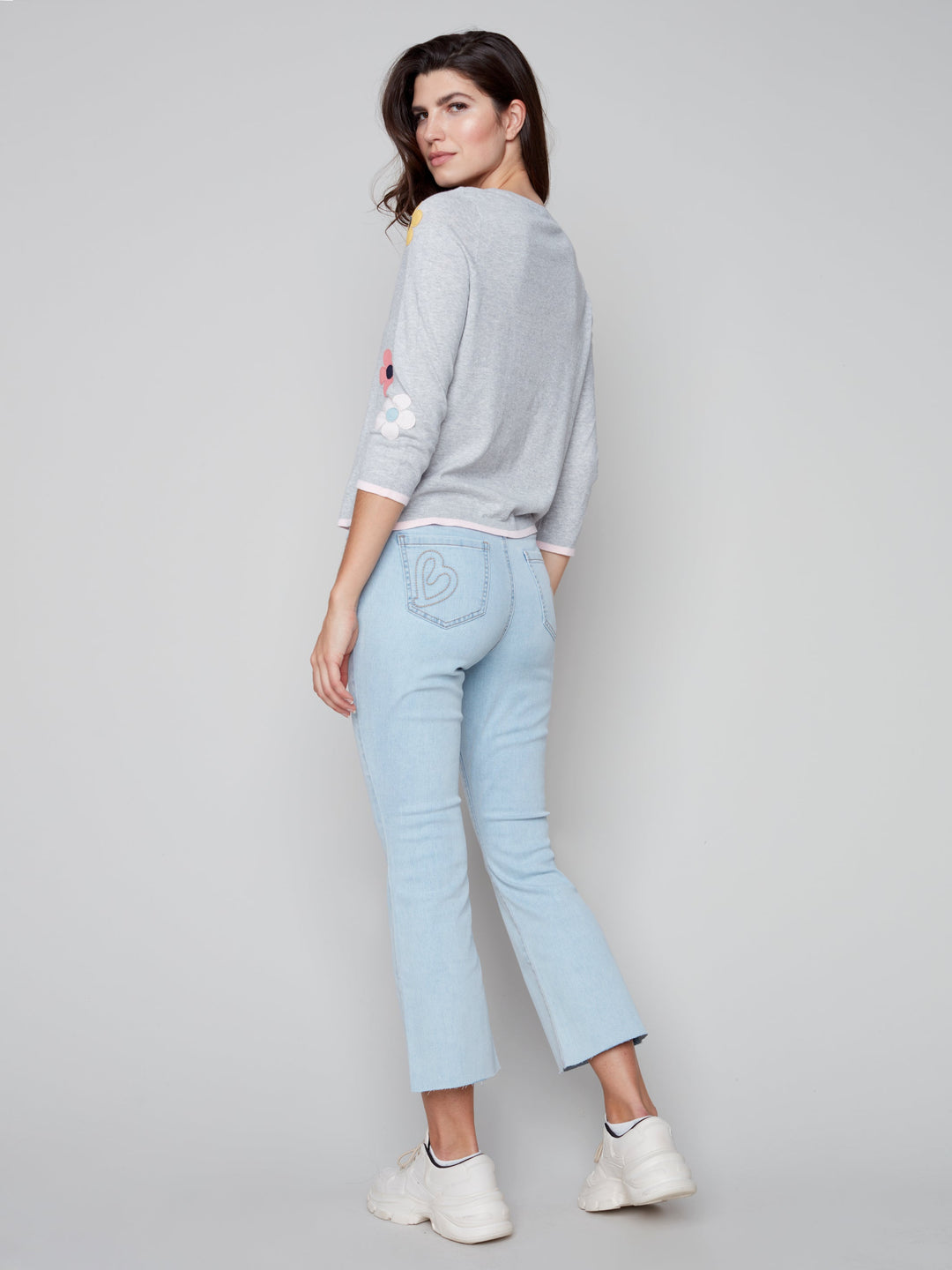 Long Sleeve Top With Flower Applique