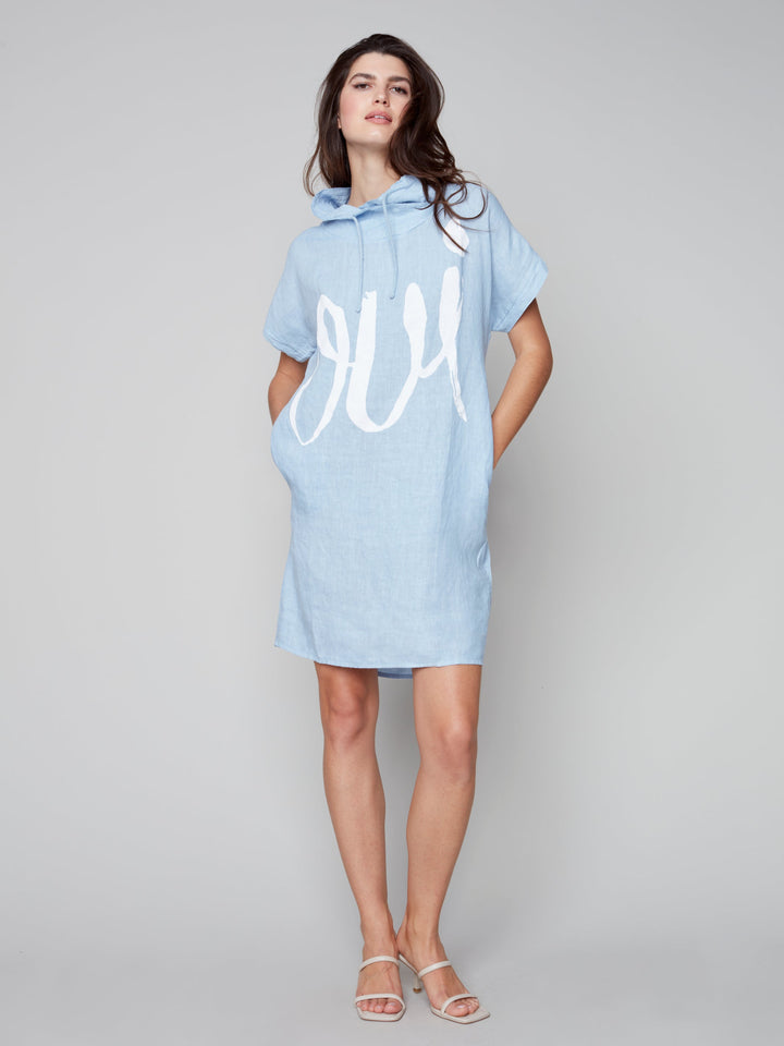 Oui Cowl Drawstring Short Sleeve Dress