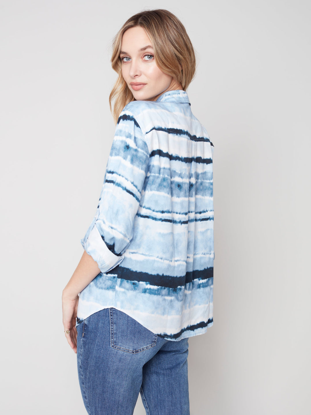 Stripe Pattern Buttn Front Top
