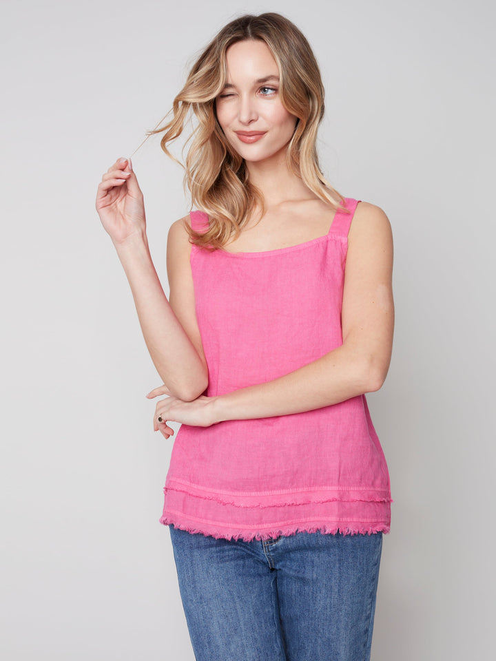 Sleeveless Square Neck Linen Top