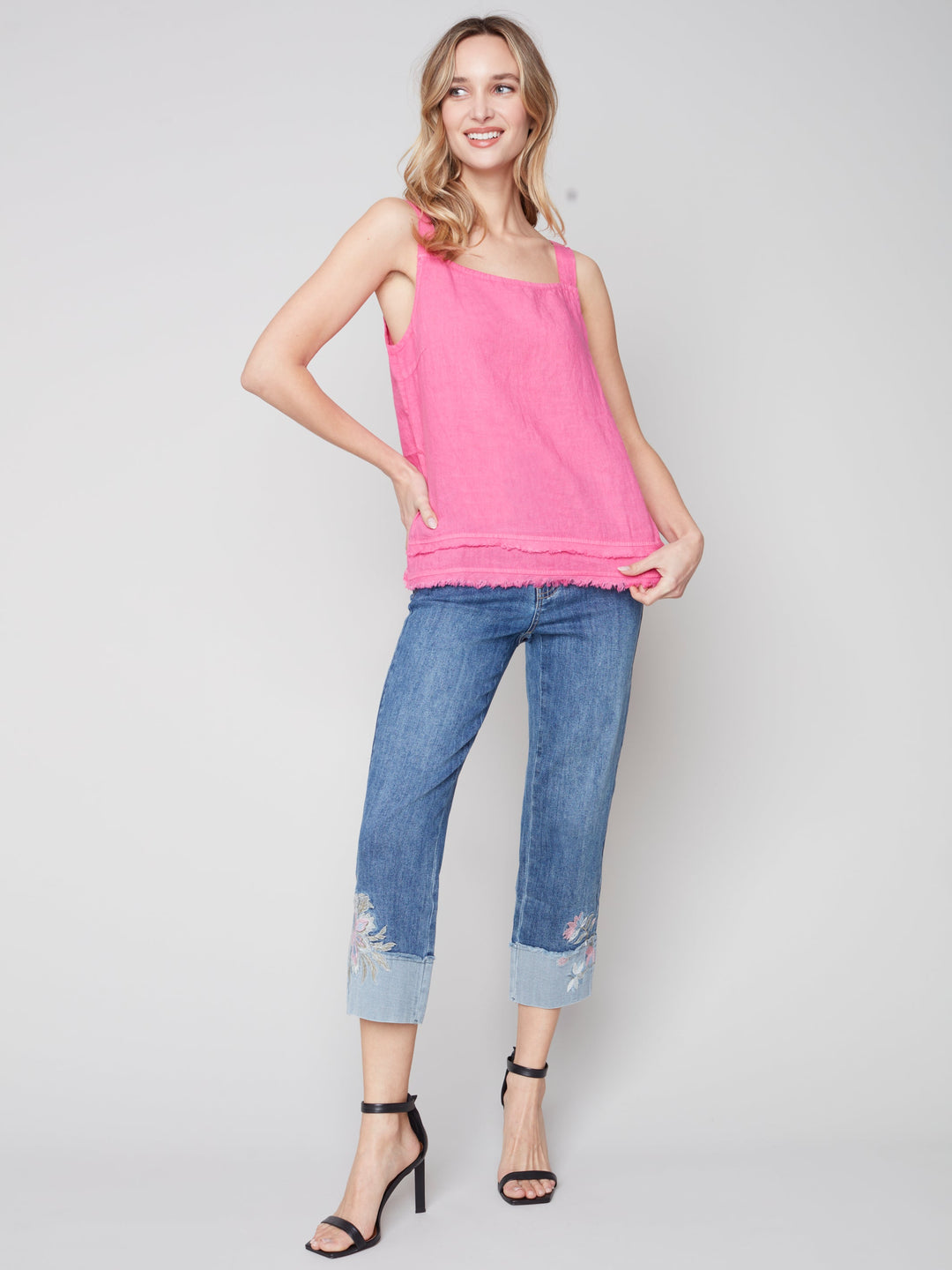 Sleeveless Square Neck Linen Top