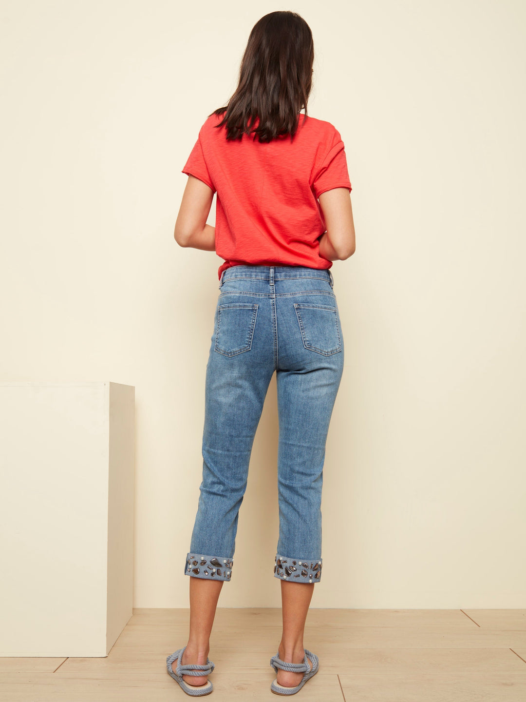 Stretch Denim Pant With Hem Detail