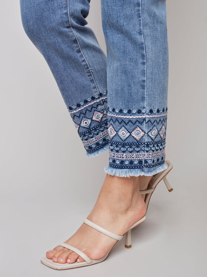 Stretch Denim Jean With Hem Detail