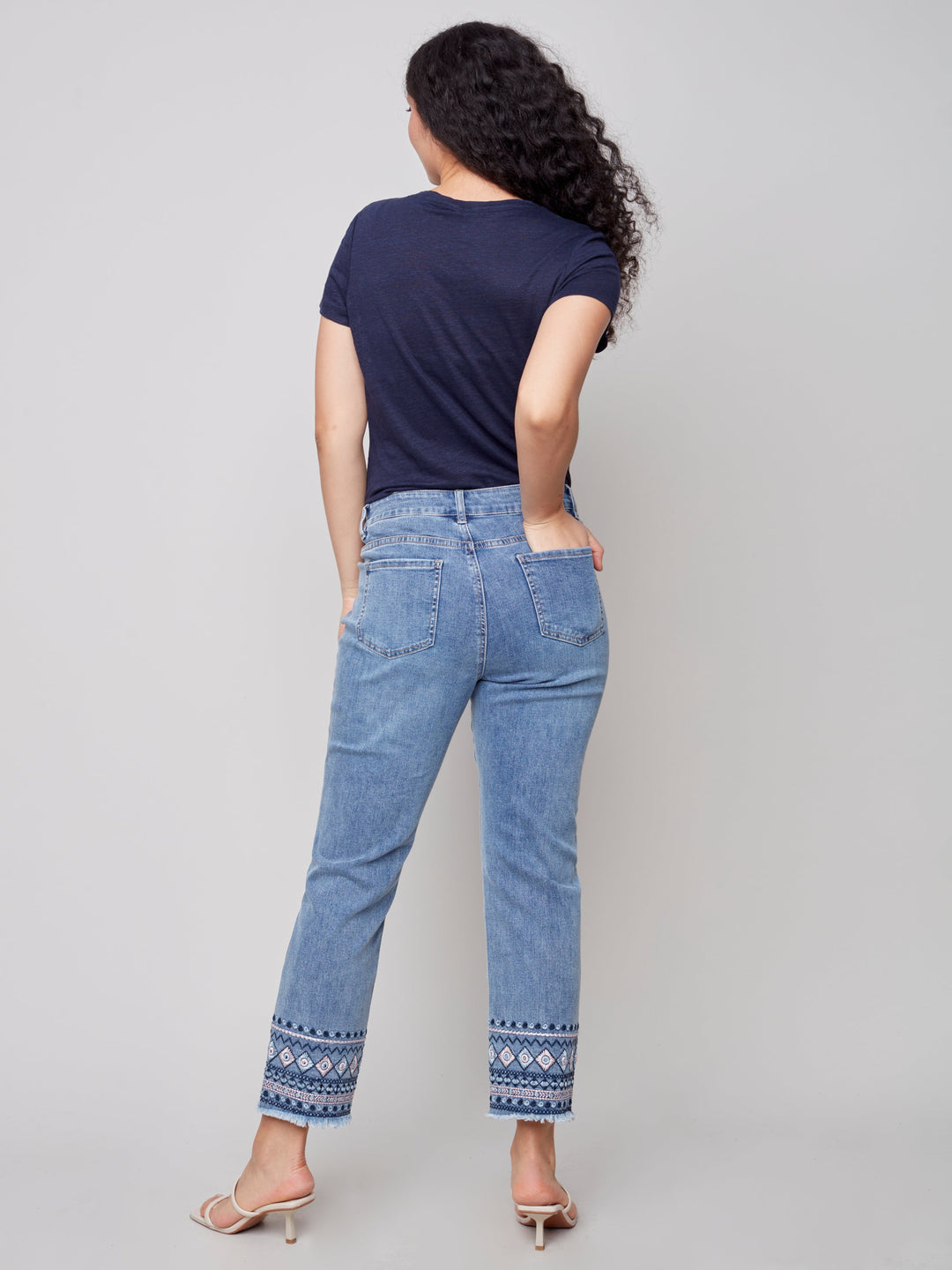 Stretch Denim Jean With Hem Detail