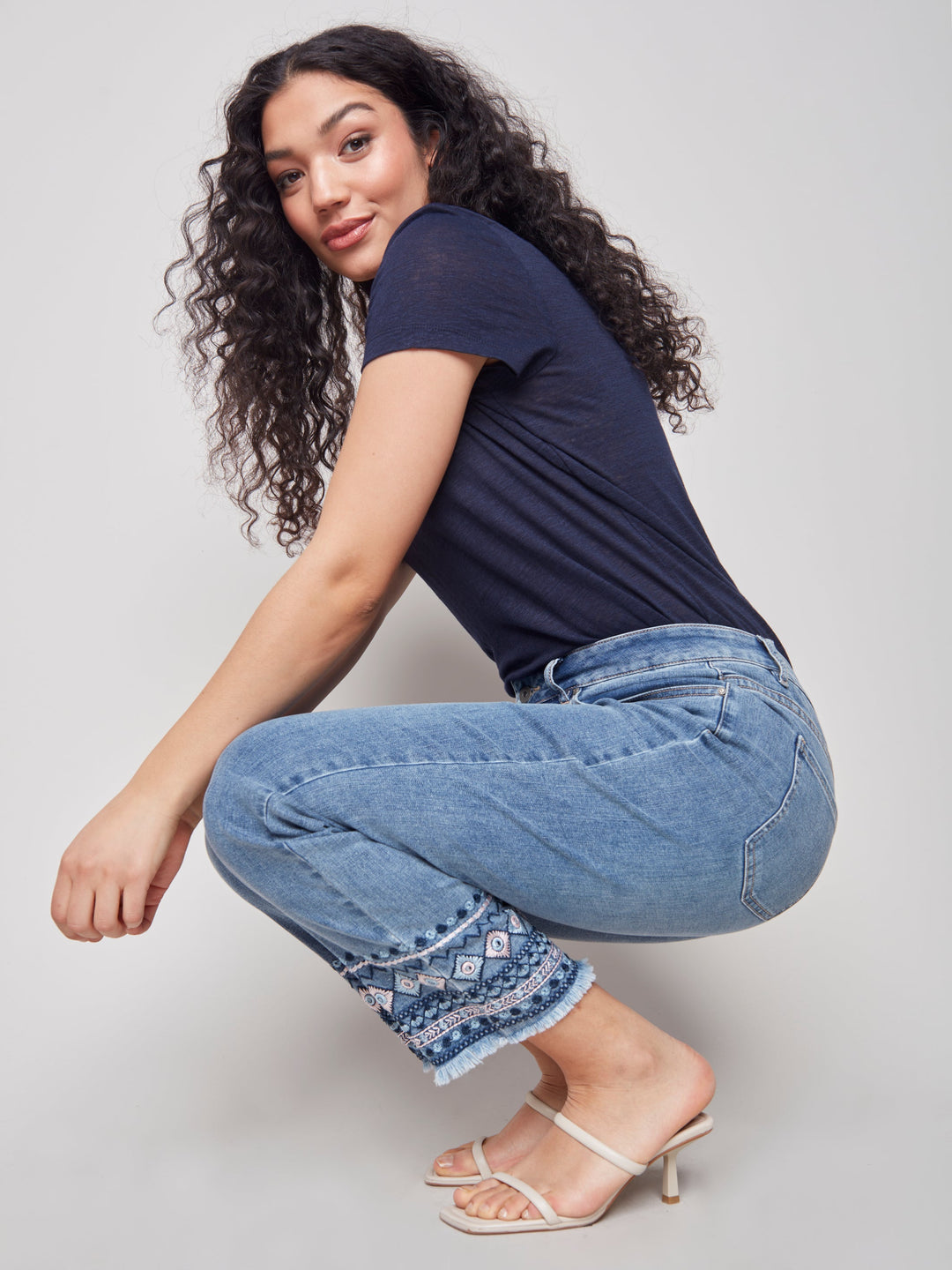 Stretch Denim Jean With Hem Detail