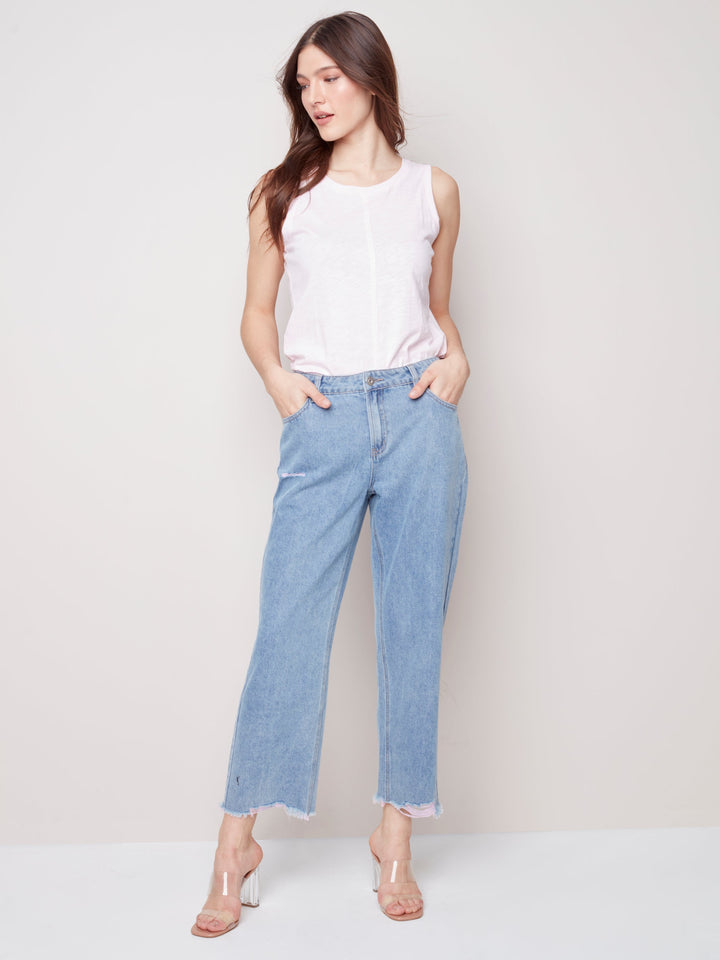 Mid Rise Straight Leg Jean