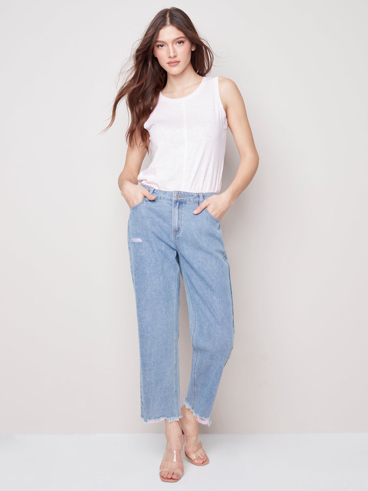 Mid Rise Straight Leg Jean