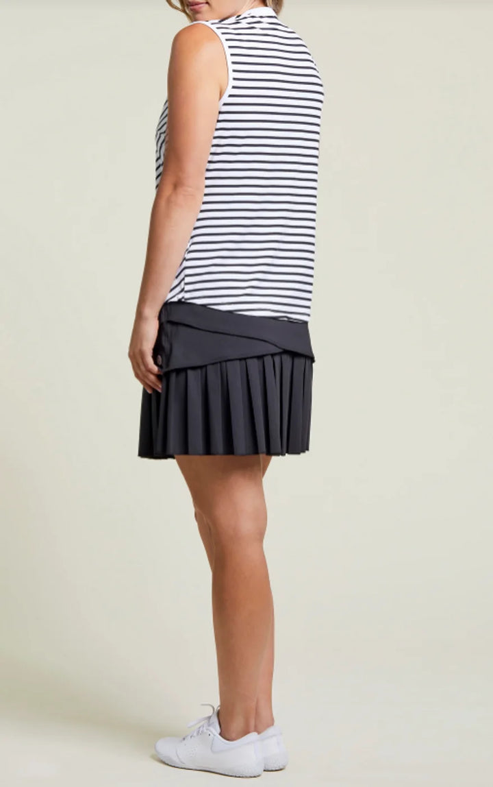 Sleeveless Mitred Stripe Henley Top