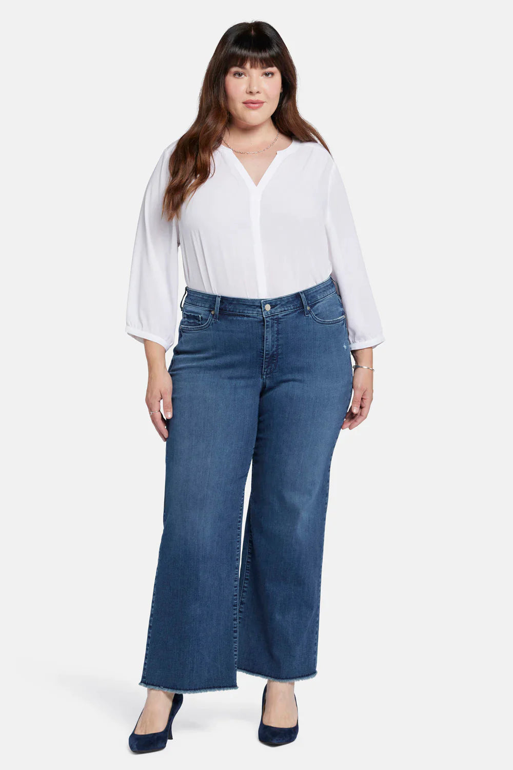 Plus Teresa Wide Leg Ankle Fray Hem