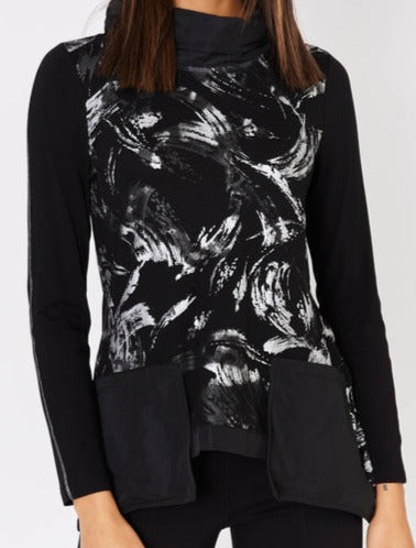 Brush Strokes Tunic With Front Pocket
